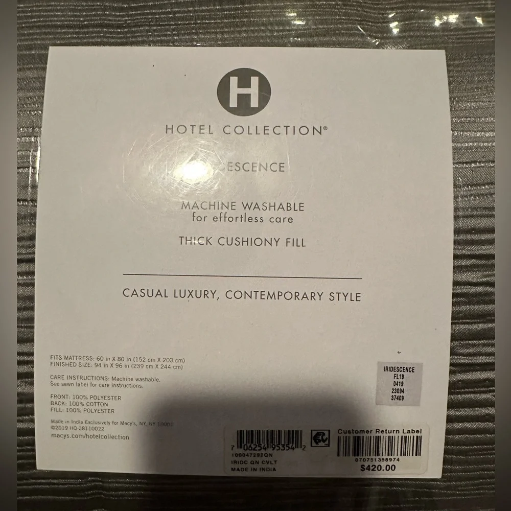 Hotel Collection Iridescence Quilted Coverlet Full/Queen $420 NEW